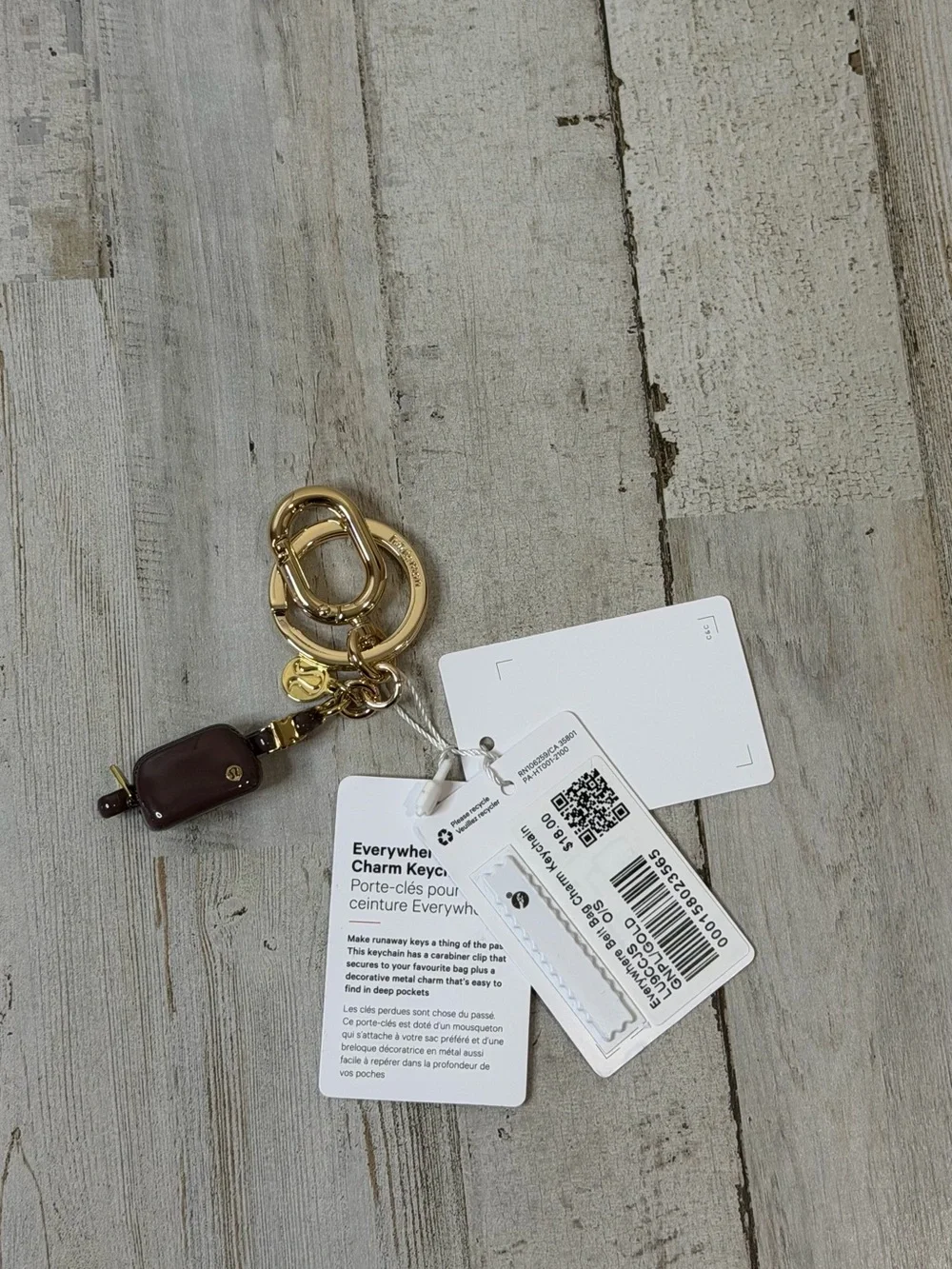 lululemon athletica Brown and Gold Everywhere Charm Keychain